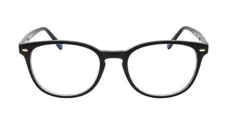 Fototapeta premium Isolated black rounded glasses fashion accessory for reading, vision, or computer use