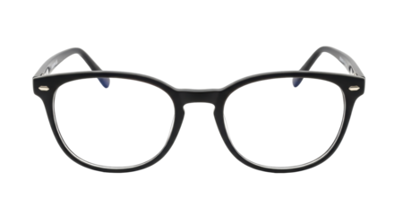 Isolated black rounded glasses fashion accessory for reading, vision, or computer use