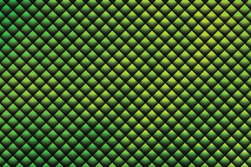 Green Diamond Rhombus 3D Pattern Vector Background - Abstract Futuristic Geometric Quilted Reptile Skin Texture for Gaming, Technology
