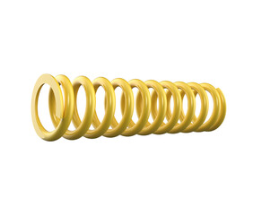 Premium yellow motorcycle shockbreaker spring. Durable heavy-duty suspension coil. Essential automotive spare part for two-wheelers, isolated on transparent HD background for industrial and vehicle