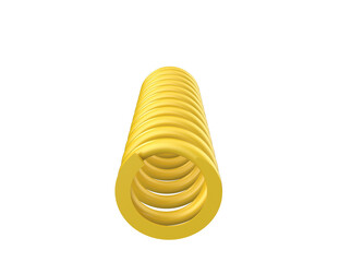 Premium yellow motorcycle shockbreaker spring. Durable heavy-duty suspension coil. Essential automotive spare part for two-wheelers, isolated on transparent HD background for industrial and vehicle