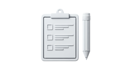 Isolated Clipboard and Pencil for Task Management and Productivity, Business Planning Process
