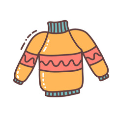 Autumn sweater, cute hand drawn seasonal object. Vector illustration in doodle style
