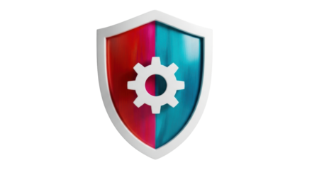 Isolated Shield with Gear Symbol, Security Protection Design Icon, Technology, Defense, Modern