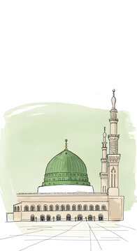 Masjid an-Nabawi Dome and Minaret in Madina