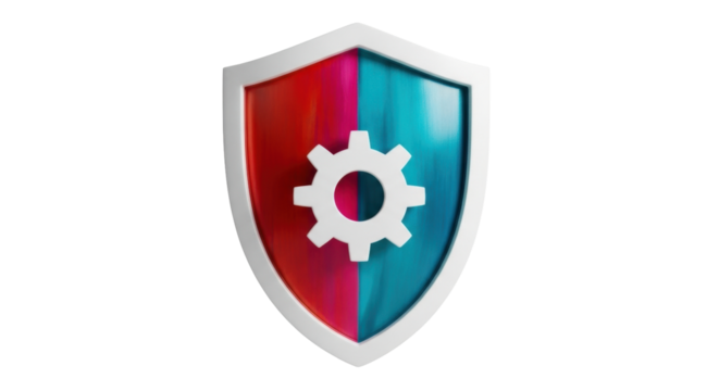 Isolated Shield with Gear Symbol, Security Protection Design Icon, Technology, Defense, Modern