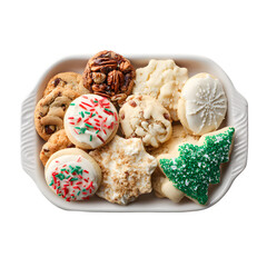 Christmas cookie platter, white on white background background high quality image simple stock photo clean background clear detail studio lighting minimal style centered view soft light sharp focus aa