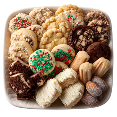 Christmas cookie platter, white on white background background high quality image simple stock photo clean background clear detail studio lighting minimal style centered view soft light sharp focus aa