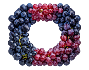 Grape wreath, red and blue, circular