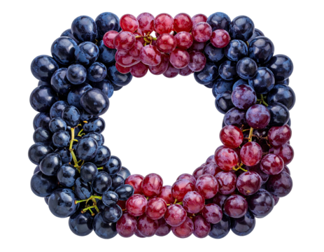 Grape wreath, red and blue, circular