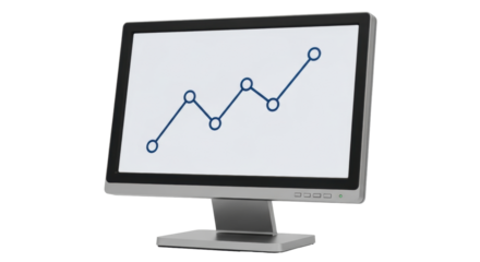 Isolated modern computer monitor displaying an ascending trend or statistical analysis