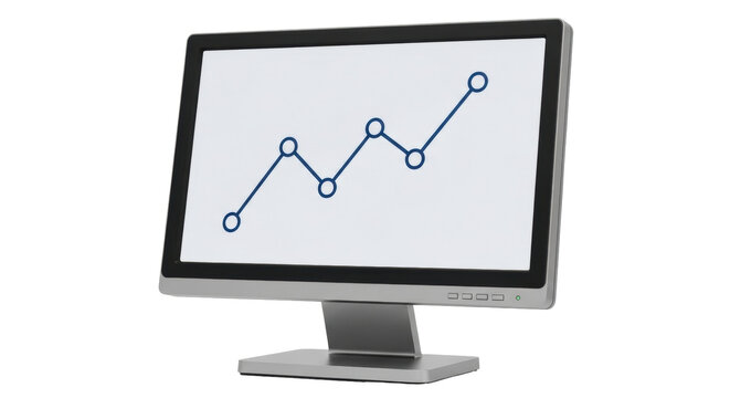 Isolated modern computer monitor displaying an ascending trend or statistical analysis