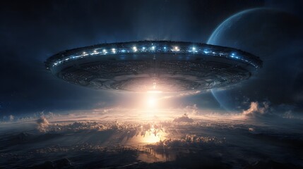 Dreamlike Artwork of Orbital Station Over Glowing Extraterrestrial Planet