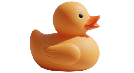 Isolated rubber ducky toy on a solid color background for children's bath time activity