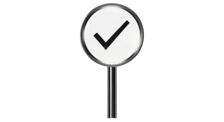 Isolated round sign with black check mark for validation, verification symbol concept