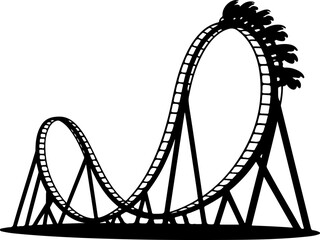 Obraz premium Roller coaster ride silhouette vector illustration