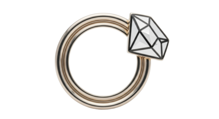 Isolated captive bead ring jewelry with gem, lip ring, cartilage earring, body piercing