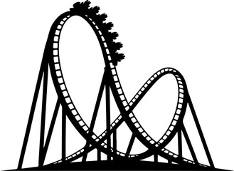 Obraz premium Roller coaster ride silhouette vector illustration