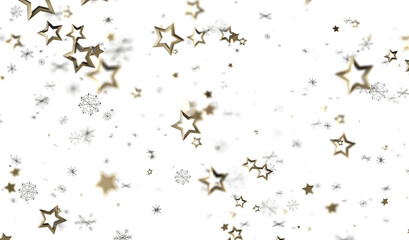 Festive winter background with gold stars and snowflakes. Perfect for holidays, celebration, and winter themes.