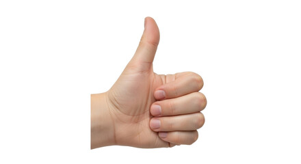 Isolated image of a human hand giving a thumbs up gesture of success and approval