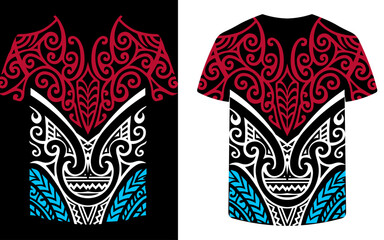 T-Shirt Design Polynesian Tribal Art Motif, Polynesian Tribal Jersey vector template with Floral swirl, Maori Inspired Traditional Tribal Ornamentation, Samoan Tribal Art Jersey Design, Sport t shirt 