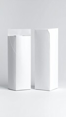 Naklejka premium Two White Rectangular Prisms on a White Background with Subtle Lighting AI Defect