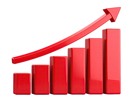 Red bar graph with upward trend (1)