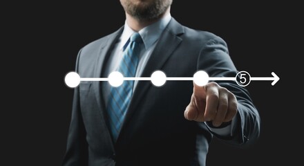 Hand touching progress mark loading status