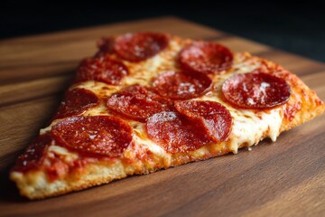 Thin crust pepperoni pizza slice.