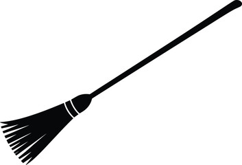 Black Silhouette of a Broomstick on White Background witch magic