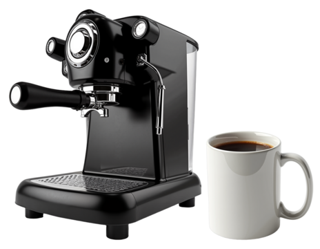 Espresso Machine with Coffee Mug – Professional Kitchen Appliance for Barista Blogs and Cafe Marketing Materials - Powered by Adobe