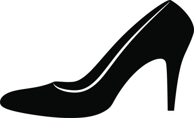 Black silhouette of a high-heeled stiletto shoe high heel footwear