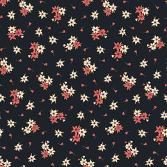 Elegant floral pattern in small pink flower. Liberty style. Floral seamless background for fashion prints. Ditsy print. Seamless vector texture. Spring bouquet