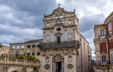 Fototapeta premium Church of Saint Lucy on Cathedral Square, Ortygia island, Syracuse city on Sicily Island, Italy