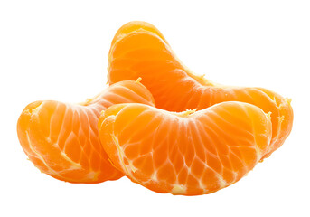 Two mandarin orange segments isolated on transparent background
