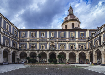Obraz premium Courtyard of Palazzo Minoriti and Church of Archangel Michael in Catania city, Sicily, Italy