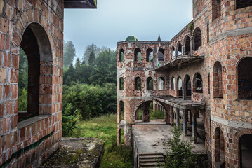 Fototapeta premium Walls of Castle in Lapalice village, largest unauthorized construction ever developed in Poland