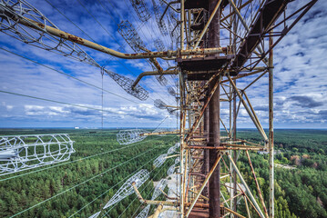 Old Soviet Duga radar in abandoned military base in Chernobyl Exclusion Zone Ukraine