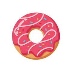 Flat Design Strawberry Pink Donut Icon