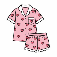 Pink Heart Pajama Set Comfortable and Cute Loungewear for Cozy Nights at Home