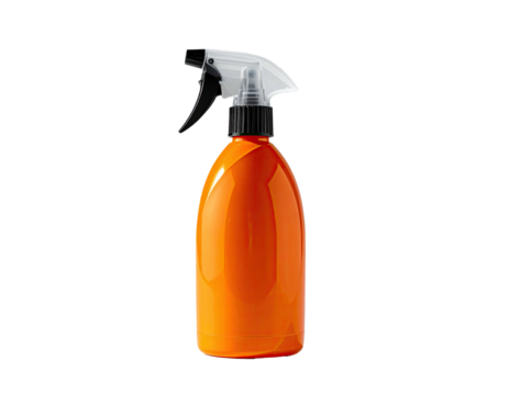 Orange spray bottle, glossy finish, clear top