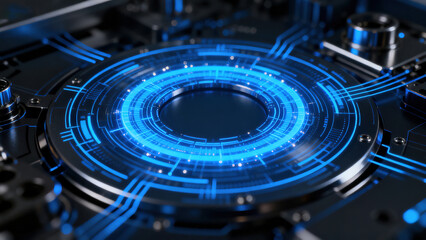 Fototapeta premium Futuristic Blue Digital Tunnel