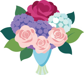 A vibrant illustration of a bouquet featuring various flowers in a stylish arrangement.