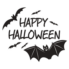 Happy Halloween Bats Silhouette Design