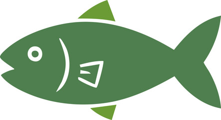 Stylized green fish illustration with simple design elements for nature themes
