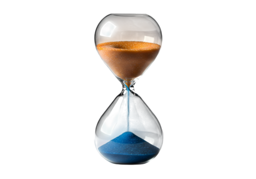 Hourglass: Time Management, Deadline, Sand Timer, Blue and Gold Sand