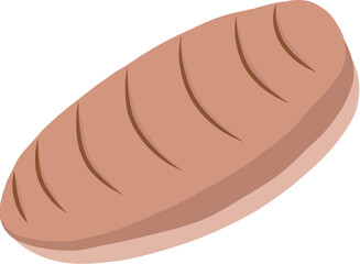 A simple brown loaf of bread with diagonal cuts on top, symbolizing fresh baked goods, bakery products, or homemade food design.