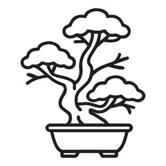 Bonsai Tree Outline Vector for Garden and Nature Design