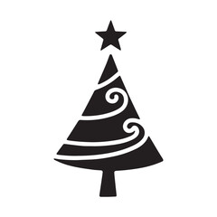 Fototapeta premium Festival silhouette decoration featuring spiral tapering design with star top resembling Christmas tree.