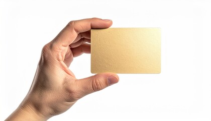 Obraz premium Hand holding a blank gold-toned business card